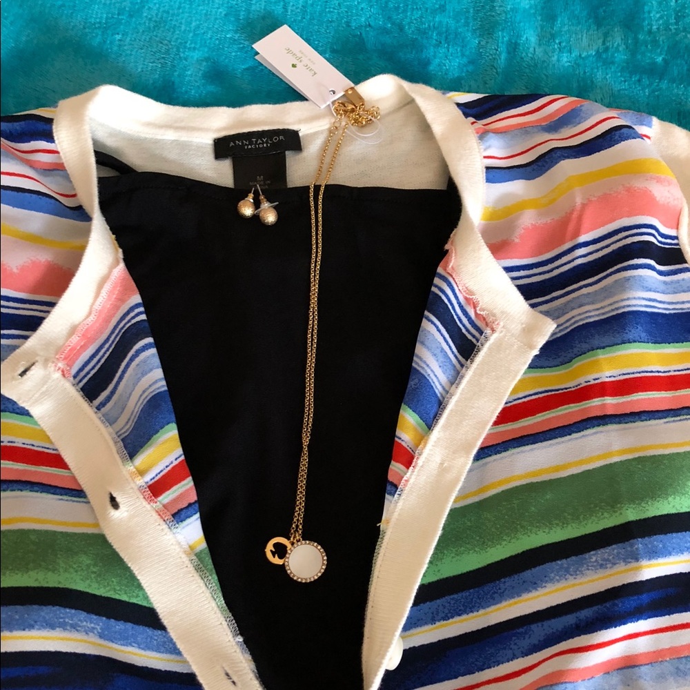 NWT Ann Taylor Ivory-multi color cardigan